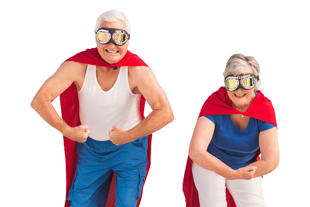 Fun couple in super hero outfits